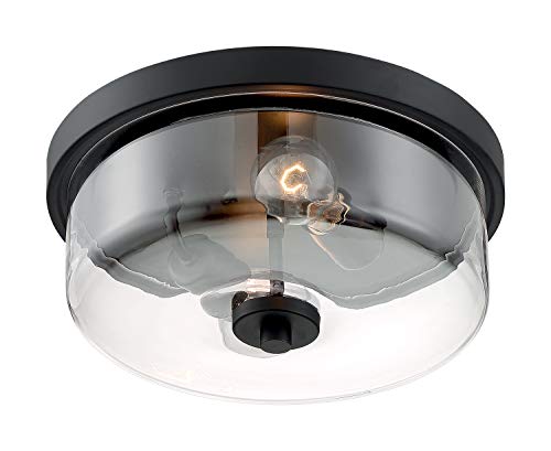 Image of Nuvo 60 /7268 Sommerset 2-Light Flush Mount Fixture with Clear Glass - Matte Black Finish