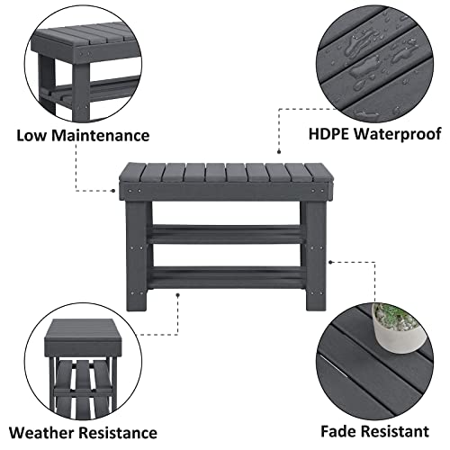 Minpinser Patio Side Table Adirondack Table Shoe Storage Bench Shoe Rack For Entryway, Grey #TOP4
