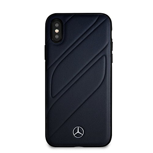 Cg Mobile Mercedes-Benz Phone Case For Iphone Xs/X In Navy Organic Collection, Real Leather Protective, Durable & Anti-Scratch Case With Accessible Ports, Shock Absorption & Signature Logo #TOP4