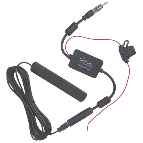 AURUM Antenne Auto FM/AM Autoantenne mit Antennenverstärker, Antenne Autoradio für Fahrzeug, LKW, SUV, Stereo Media Head Unit Empfänger, 12V Netzteil, DIN Stecker