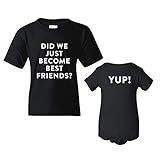 UGP Campus Apparel Did We Just Become Best Friends? Yup! - Funny Youth T Shirt & Infant Bodysuit Bundle - Black - Youth L/Newborn