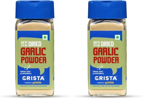 Image of CRISTA Dehydrated Garlic Powder | 100% Pure Lehsun Powder | Ready to use | Farm Fresh | Zero added Colours, Fillers, Additives & Preservatives | 45 gms (Pack of 2)