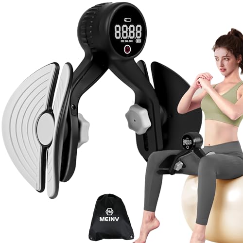 MEINV Thigh Master, Inner Thigh Exercise Equipment with Counter Rechargeable, Black
