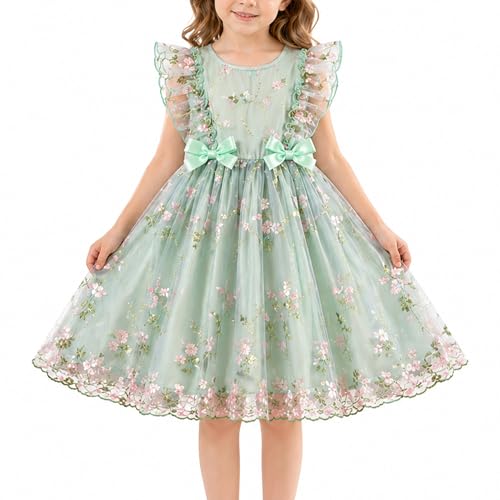 TootyTots Festliches Mädchenkleid - Elegantes Prinzessinnenkleid & Tüllkleid mit Blumenstickerei Partykleid und Festmode für Hochzeit Geburtstag Einschulung Taufe & Blumenmädchen