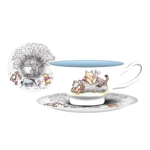 Silver Buffalo Disney's Winnie the Pooh Walking Classic Scene Ceramic Teacup and Saucer, 12-Ounces White/Multi Silver Buffalo Disney's Winnie the Pooh Walking Classic Scene Ceramic Teacup and Saucer, 12-Ounces White/Multi