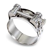 4 pcs Exhaust Hose Clamps 52-55mm T Bolt Hose Clip Stainless Steel Heavy Duty Tube Clamp Anti-Corrosion Quick Release Universal Fit for Cars Trucks Motorcycles Water Pipe Attachment Ship Industry