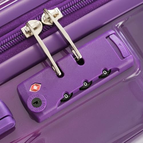 Durable 3-Piece Luggage Set with USB Port - 20-Inch Airline Approved Carry-On in Purple and Pink2