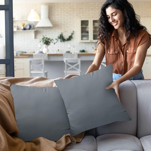 Image of Utopia Bedding 22x22 Pillow Inserts, Set of 2, Grey - Indoor Decorative Throw Pillows for Bed, Sofa & Couch - Soft, Supportive & Fluffy Cushion Inserts