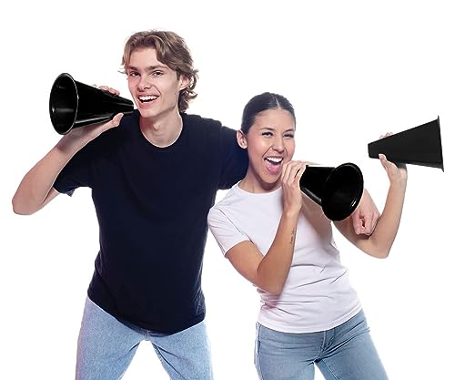 Anderson's School Spirit, Plastic Megaphones, Sports Fan Gear, Football Game, Cheerleader Accessories, Team Spirit Products, Set Of 10, 8 Inches, Blank Black #TOP3