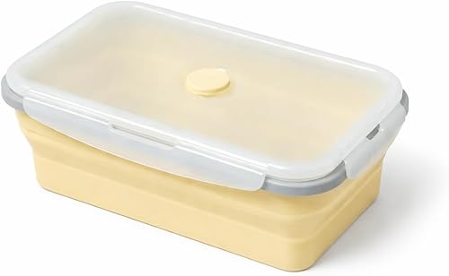 Collapsible Silicone Food Storage Container with Steam Vent, Microwave & Dishwas