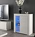 MMT Furniture Designs Ltd Buffet moderne avec lumières LED Blanc brillant et mat, blanc, Small