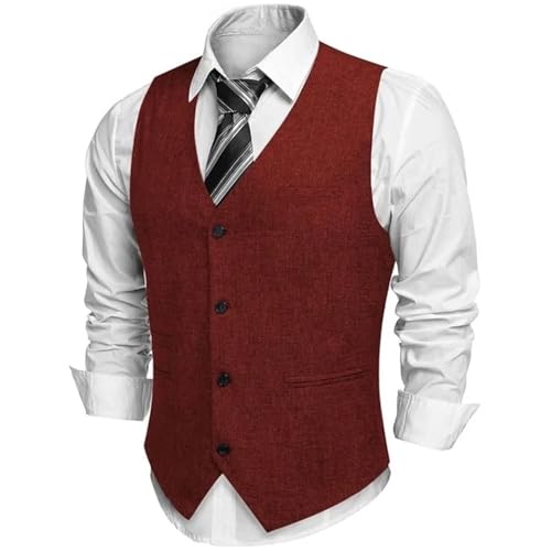 Men's Slim Fit Casual Vest V Neck Business Wedding Party Office Formal Suit Vest2