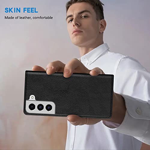 Image of ZZXX for Samsung Galaxy S22 Plus Wallet Case with [RFID Blocking] Card Slot Stand Strong Magnetic Leather Flip Fold Protective Phone Case for Samsung Galaxy S22 Plus Case Wallet(Black-6.6 inch)