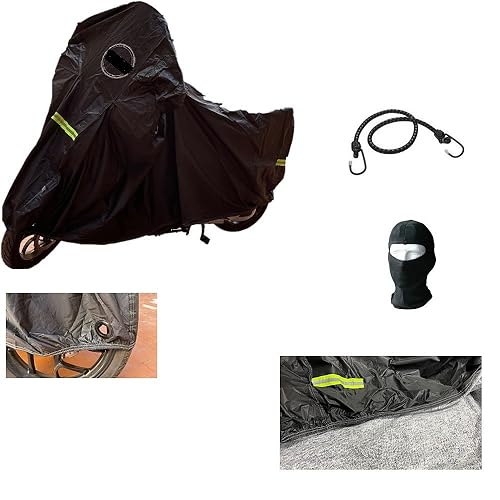 Descrizione prodotto: Coprimoto Felpato per parabrezza e bauletto All Black con strisce catarifrangenti e foro per la catena di 4cm, con doppia cucitura e massima resistenza. Materiale altamente impermeabile, con elastici anteriori e posteriori. Antigraffio, traspirante, leggero e robusto. Mantiene la moto pulita e la protegge dall’invecchiamento. Adatto a tutte le stagioni. Aderenza al 100%. -Taglia XXL -Dimensioni: 296x105x127cm -Colore nero con strisce catarifrangenti - Copri moto