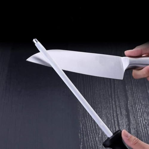 Image of Diamond Honing Steel Knife Sharpening Rod - Professional 6-Inch Manual Kitchen Knife & Scissors Sharpener with Carbide Multi-Sharpener - Ideal for All Knife Types (Pack of 1)