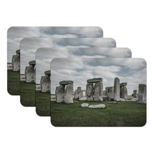 Set de table antidérapant caoutchouc noir motif Stonehenge pour protéger votre table - 2
