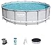 Produktbild Bestway Power Steel Framepool Komplett-Set, rund, mit Filterpumpe, Sicherheitsleiter & Abdeckplane 488 x 122 cm