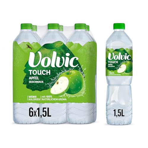 Volvic Touch Apfelgeschmack – Erfrischungsgetränk aus natürlichem Mineralwasser Volvic und Apfelgeschmack – ohne Konservierungsstoffe – 6 x 1,5 l