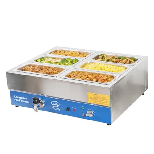 TOPKITCH 6-Pan Stainless Steel Steam Table