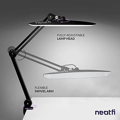 Neatfi Xl 2,200 Lumens Led Task Lamp, 24W Super Bright Desk Lamp, 117 Pcs Smd Led, 4 Level Brightness, Dimmable, Task Led Light For Home, Office, Workbench (Non-Cct With Clamp, Black) #TOP2