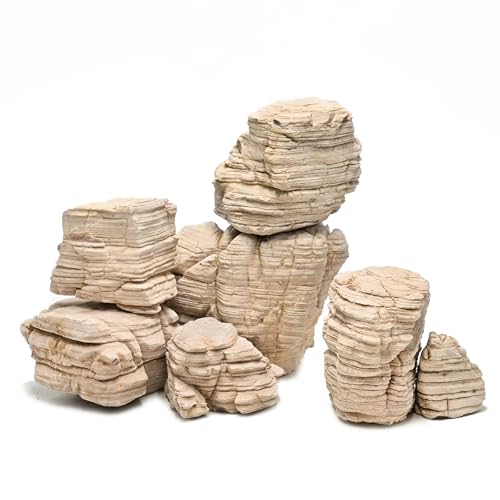 KINGRUI Aquarium Stone Rock 20lb Fish Tank Stone 2-8inch for Aquarium Landscaping, Terrariums, Vivarium Enclosures, Miniature and Fairy Gardens-7-8Pcs