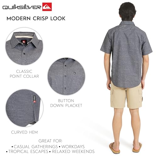 Quiksilver Men's Regular Fit Premium Cotton Short Sleeve Button Down Seersucker Shirt, Iron Gate, X-Large by Quiksilver - Used condition - Image 4