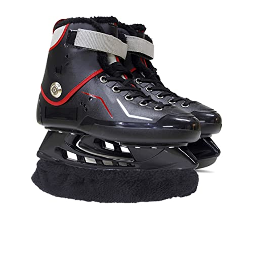 BESPORTBLE 2 Pairs Durable Plush Skate Covers of Elastic Ice Skating Shoe Accessories Light Pink Black for Prolonging Blade Sharpness and Preventing Suitable for Hockey and Figure Skates