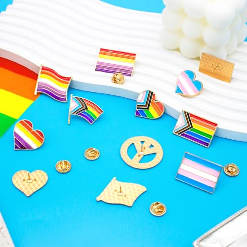 Broche de solapa de corazón arcoíris Nanafast en aleación duradera y esmalte brillante 6