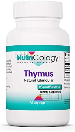 Nutricology Thymus - Natural Glandular, Immune Support - 75 Vegicaps