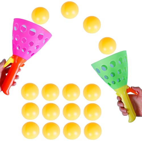 SZZETK 14 PCS Actividades de Juego Interior al Aire Libre para Niños, 2 Canastas de Lanzadores de Captura y 12 Bolas, Juguetes de Fiesta de Navidad para Campamento 5 6 7 8 9 12+ Adultos