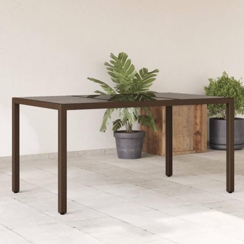 Table de jardin en verre marron et polyrotin 150x90 cm - 2