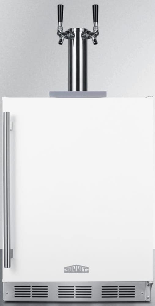 Summit Appliance SBC58WHBIADAWKDTWIN 24" Wide Built-in Undercounter ADA Height Commercially Listed Dual Tap Wine Dispenser in White with Stainless Steel Handle, Auto Defrost, Adjustable Thermostat