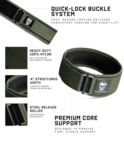 Image of Gymreapers Quick Locking Weight Lifting Belt for Men Gym Belt for Powerlifting Deadlift Belt with 4 Inch Neoprene Metal Buckle Back Support Weightlifting Belt Women