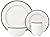 Amazon Basics 16-Piece Cafe Stripe Kitchen Dinnerware Set, Plates, Bowls, Mugs, Service for 4, Black