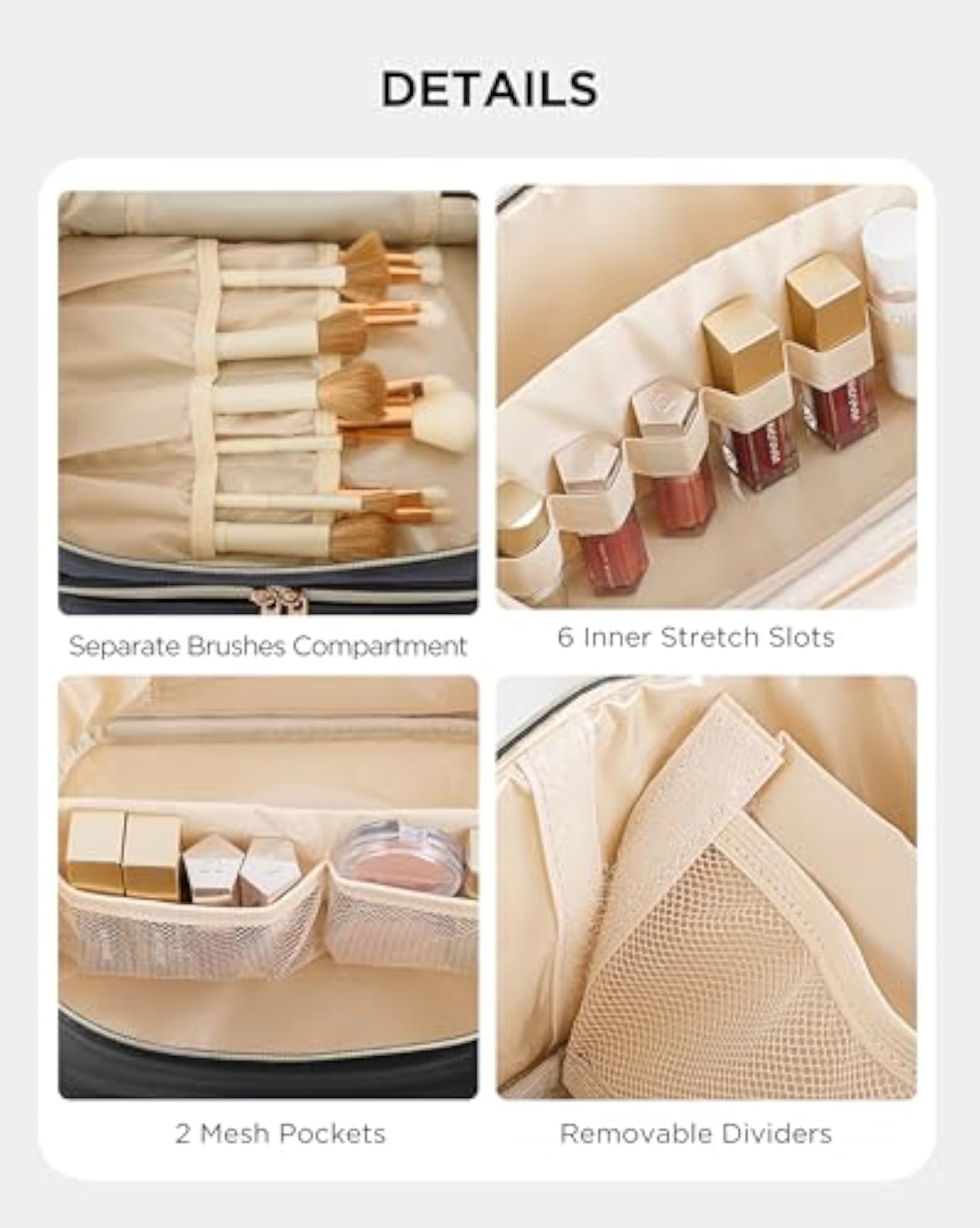 Double Layer Travel Makeup Bag, Cute Leather Organizer
