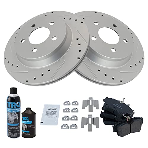 Image of TRQ Rear Performance Brake Pad & Rotor Kit, with Chemical Kit Ceramic Premium G-Coated Compatible with 1994-2004 Ford Mustang