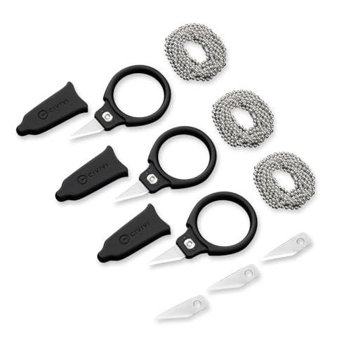 CIVIVI 3 Pack Box Cutter Utility Knife, Mini Neck Knife for Men Women EDC, Quick Snip Knife with 3Pcs Extra Blades, 3Pcs Bead Chain C22022A-2
