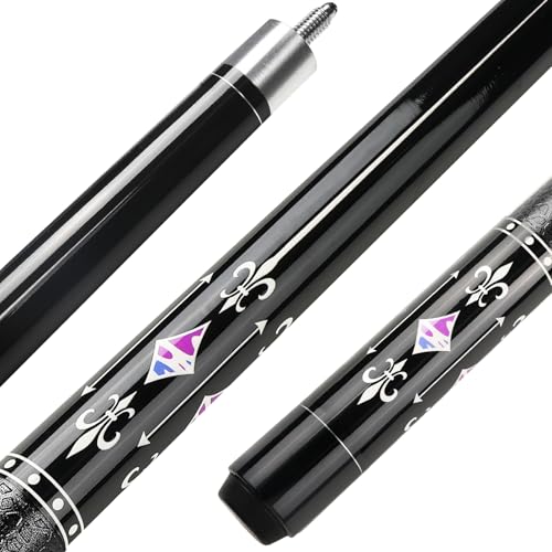 Winucue Billard Queue 58 Pool Queue Sticks 13mm Spitzen für Professionelle Billardspieler 1/2 Queue Sticks für Billard Tisch Sport für Bar Haus Pool Tisch Sport 8/9 Ball (Schwarz 21oz)
