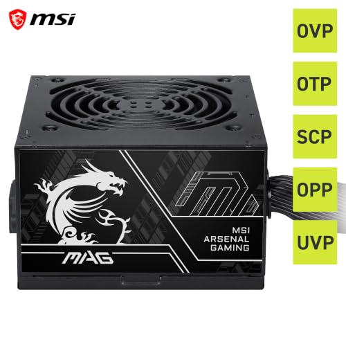 Image of MSI MAG A600DN II Gaming Power Supply - 80 Plus Certified 600W - Non-Modular - Low Noise ATX PSU