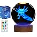 POSSHE Axolotl Night Light with Upgraded 3.15 Inch 3D K9 Crystal Ball, Axolotl Lamp with Remote 16 Color Gifting Box for Birthday Xmas Cool Axolotl Figurines Gifts for Room Decor Boys Girls