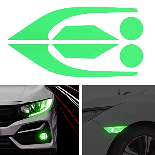 Tomall 3 Pair Vinyl Smoke Tint Fog Light Headlight Side Marker Light Film For Honda Civic 2016-2021 Fender Turn Signal Light Stickers Self Adhesive Decals Car Vinyl Smoke Stickers Decoration (Green) #TOP12