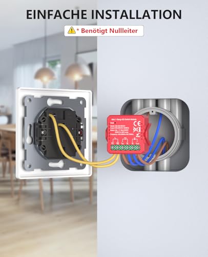 Funksender-Schalter Funk Lichtschalter 230 V, Funkschalter mit vorgelagertem RF-Sender Reichweite von 100 Metern, 433 Mhz Wireless Light Switch einfache Installation für Lampen