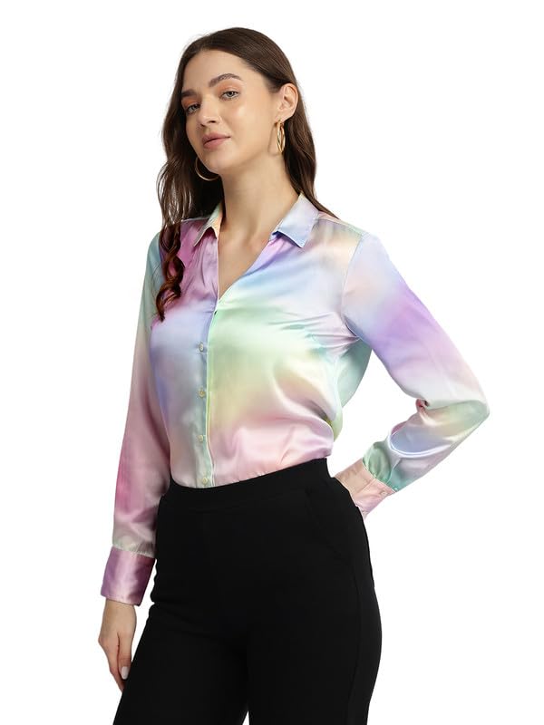 Image of FableStreet Women Shirts | Comfort Fit Spread Collar | Premium Satin Fabric for Formal, Business Casual