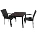Produktbild 3tlg. Gartengarnitur Sitzgarnitur Sitzgruppe Balkonmöbel Set Gartenmöbel Terrassenmöbel - Gartentisch, 79x79cm, Kunststoff, Rattan-Optik, Mokka + 2x Poly Rattan Gartenstuhl, stapelbar, Schwarz