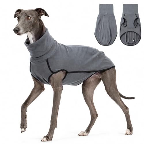 MOKATES Greyhound Ropa para Perros Grandes Camisa de Cuello Alto para Galgo Chaleco de Forro Polar Elástico Jersey para Mascotas Abrigo para Perros Pequeños Medianos Grandes-2XL