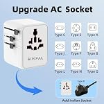 7 en 1 Adaptateur de prise de voyage internationale mondiale - Puissant GaN Technologie 70W avec 3X USB-C et 2 USB-A Ports Cruise Approuvé, Adaptateur de Voyage Universel 100V-250V A/C, EU US UK AUS Asie