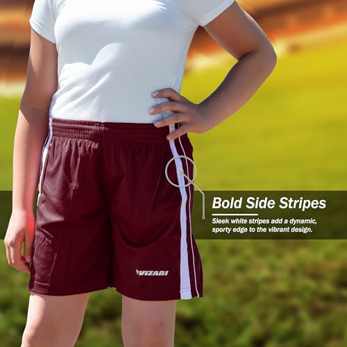 Vizari Athletic Shorts for Youth | Breathable Polyester Perfect for Soccer, Gym, Running, and Sports Play4