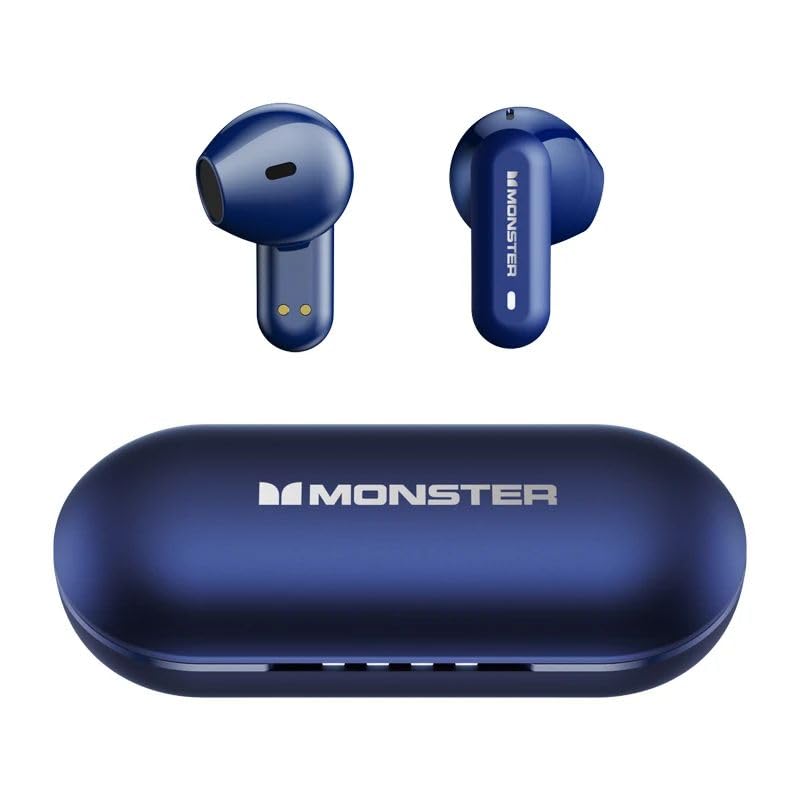 ROFEE Monster XKT25 Wireless Bluetooth Earbuds Gaming Headphones Deep Bass Low Latency Game Headset with Built-in Microphone For Gaming Noise Canceling Headsets Blue