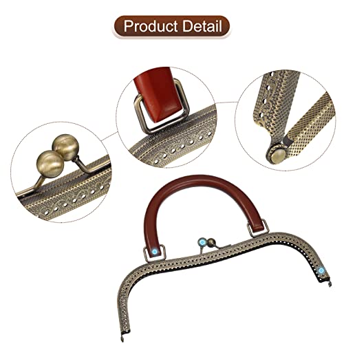 uxcell Metal Purse Frames - 10.6" Kiss Lock Clasp Frame Embossed Clutch Frame with Handle for Coin Purse Handbag Making DIY Craft, Bronze by uxcell - Image 5