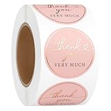 500 PCS Thank You Stickers 1.5 Inch – Blush Pink with Rose Gold Foil | Waterproof, Tear-Resistant Labels for Small Business, Packaging, Envelopes, Boxes, Cards, Gifts, Orders, Wedding Supplies